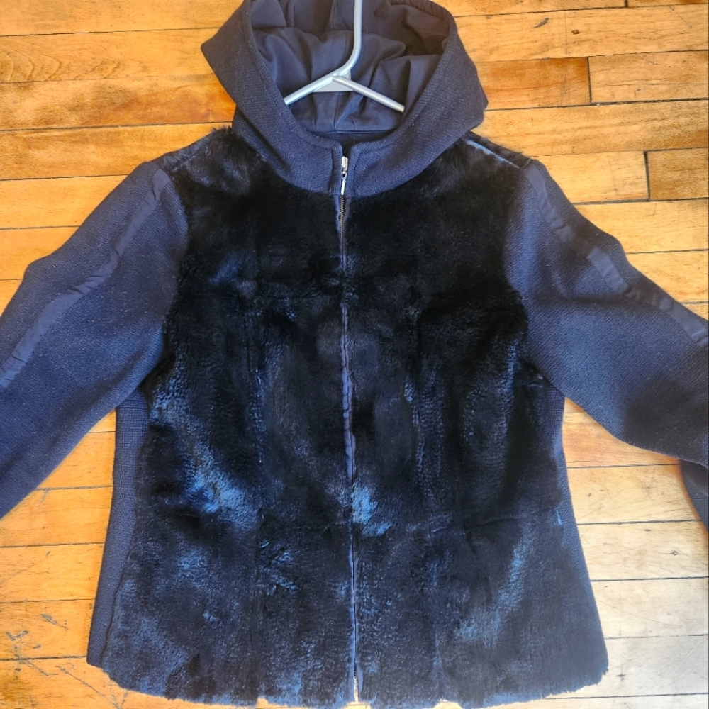 Rabbit fur hoodie sweater